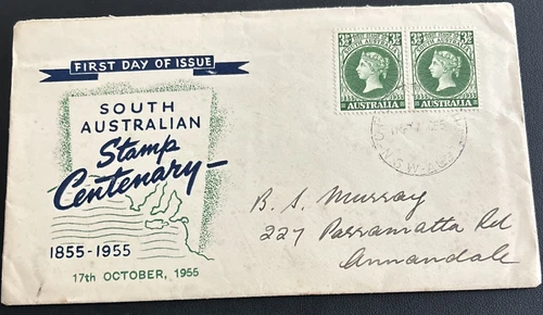 Australia FDC 1955 SA Stamp Centenary