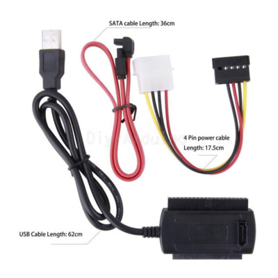 SATA/PATA/IDE Drive to USB 2.0 Adapter Converter Cable for 2.5/3.5 Hard Drive FW
