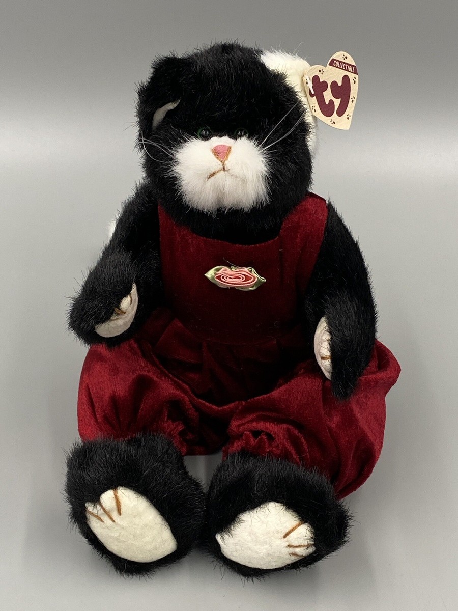Plush Purrcy Beanie Baby Attic Treasures Ty Black And White Cat Ty