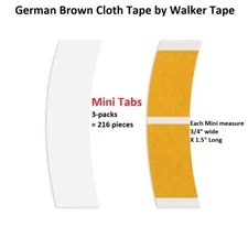 German Brown Cloth Tape Mini Tabs 3 packs 216 pieces by Walker Tape Co.
