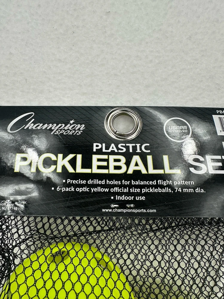 Pickleball Set 6 Balls Champion Sports Plastic Yellow USAPA Approved Pickleball Set 6 Balls Champion Sports Plastic Yellow USAPA Approved