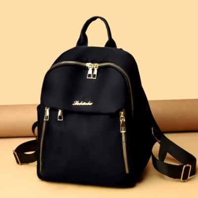 Simple Black Backpack Women Travel Bag Solid Harajuku Oxford