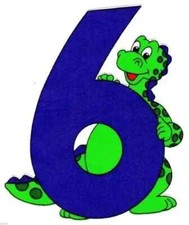 number dinosaur heat transfer iron on #6 not embroidered 3 inch 1pc