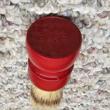 Vintage Made Rite 7 USA Sterilized Bristle Barber Shaving Brush Red