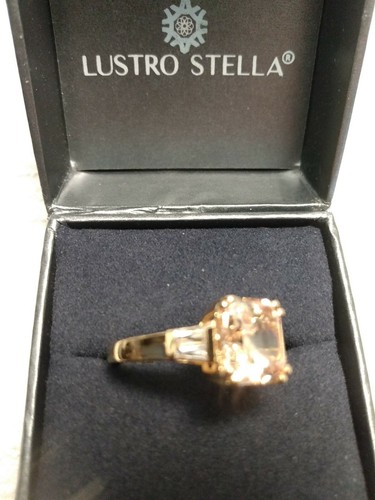 SIZE 8 MADE WITH 8.7 CT SWAROVSKI CRYSTAL RING VERMEIL YG/OVER 925S (179) - Picture 6 of 9