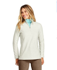 LANDS' END Women's Petite Fleece Quarter Zip Pullover Top IVORY XL Petite NWT