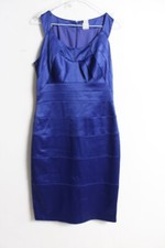 Sangria Womens Fitted Satin Dress - Blue - SIze UK 12 USA 8  (L31)