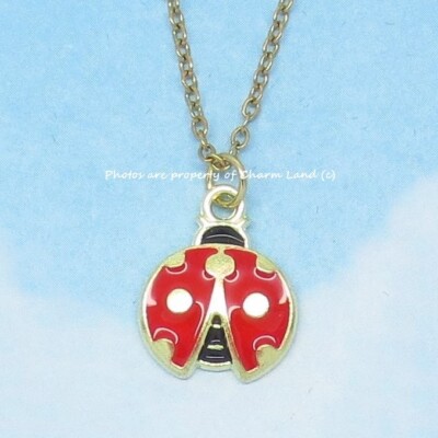 Ladybug Necklace Enamel & Gold Plated 03148