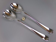 Salad Servers Spoon Fork. Old English pattern. Silver Plated. Extra long 12.75"