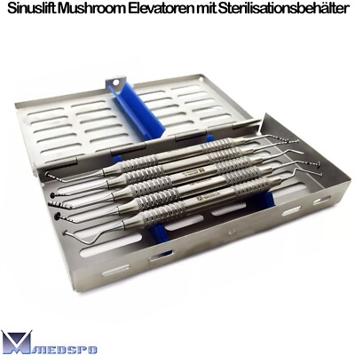 Sinuslift Mushroom Elevator Pilz Heber Kürette mit Sterilisationsbehälter Dental