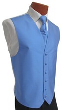Men's Light Blue After Six Tuxedo Vest  Long Tie Carolina Sky Blue Wedding Prom