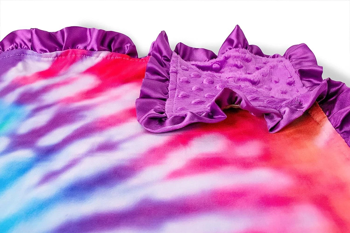 Top Tots Baby Blanket Big Tie Dye with Purple Minky Dot Crib Tiedyepurple
