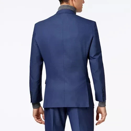 Traje Chaqueta Blazer Marc New York Para Hombre Ajuste Moderno 48R Azul Sólido Elástico E071009 Foto 2 de 4