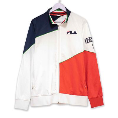 Fila Italia Vintage Sweatshirt blau weiß-rot mit Reißverschluss 90er 00er Jahre - Größe L Herren