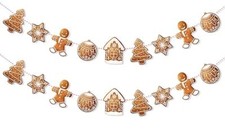 2 Pack Gingerbread Theme Garland Banner Christmas Hanging Decorations Tree