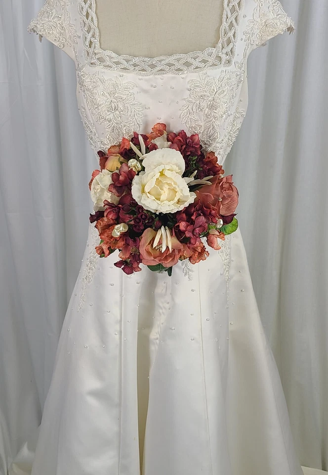 Rose, Sienna, Ivory and Wine Bridal or Bridemaid Bouquet in Silk - Image 2 of 4