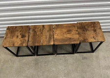 Giantex 4 Four Square Stools dinning chair Wood Metal Black Brown 220 Lbs Pounds