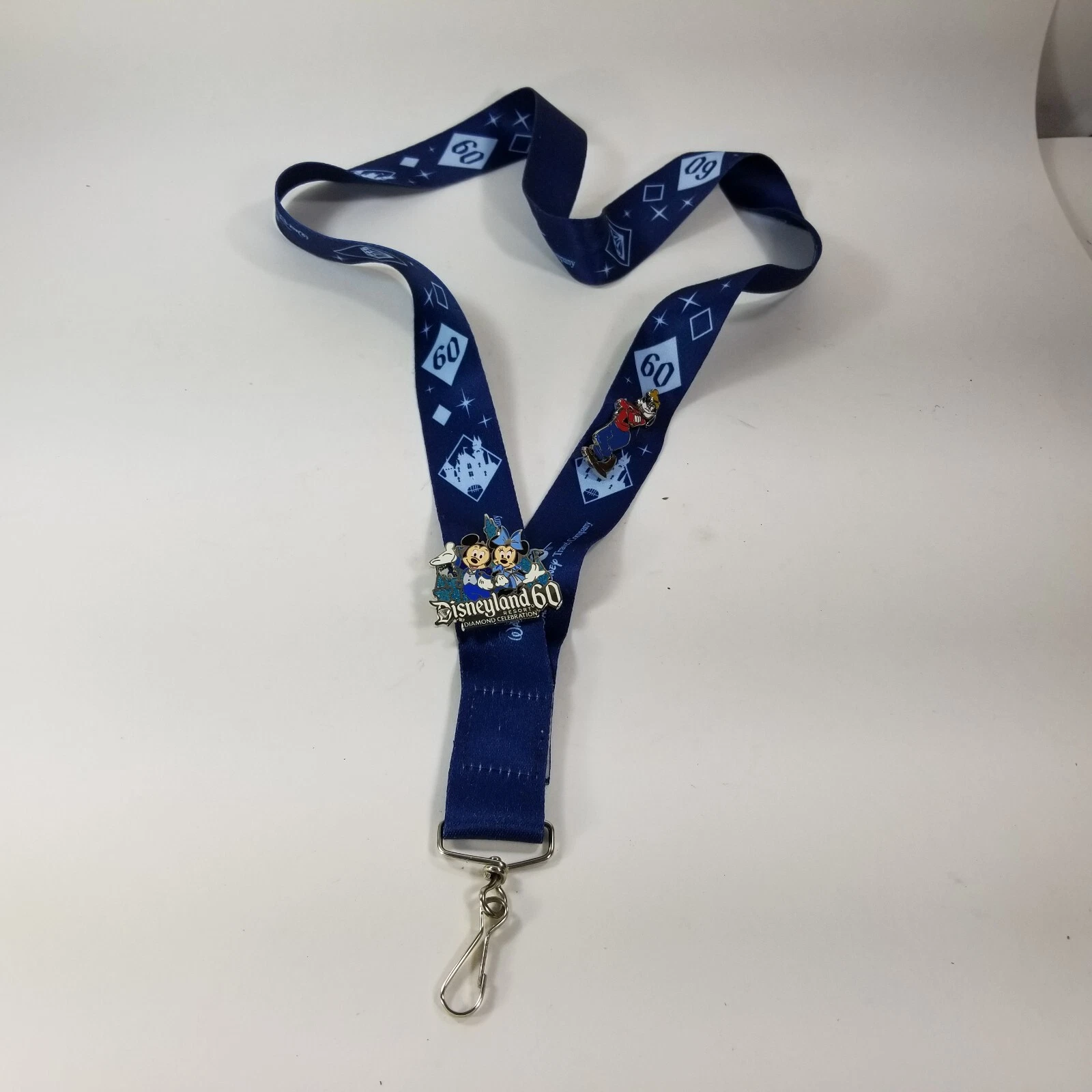 Disneyland Resort Mickey and Minnie Diamond Celebration 60 Pin & Blue Lanyard
