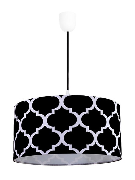 HäNgelampe Schwarz Weiß Stoff Ø40Cm Retro Pendelleuchte Esszimmer Wohnzimmer-image