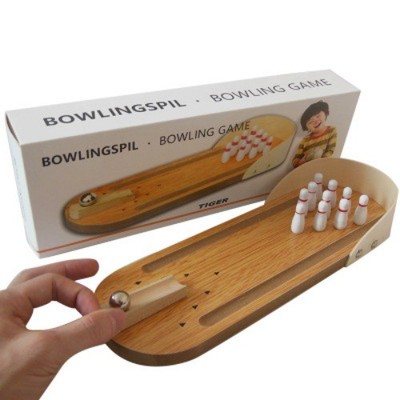 Mini Bowling Table Game Wooden Educational Toy Solid Wood Ball