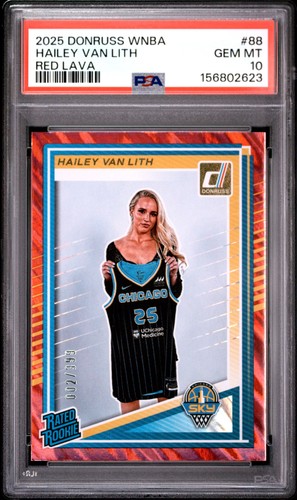 2025 PANINI DONRUSS WNBA RED LAVA #88 HAILEY VAN LITH 002/399 PSA 10