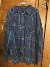 Vintage 1970 s Wrangler Shirt Mens 2XL Multicolor Plaid Western Pearl Snap