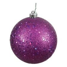 Vickerman 4.75" Plastic Ball Ornaments in Sequin Plum Purple (Set of 4)