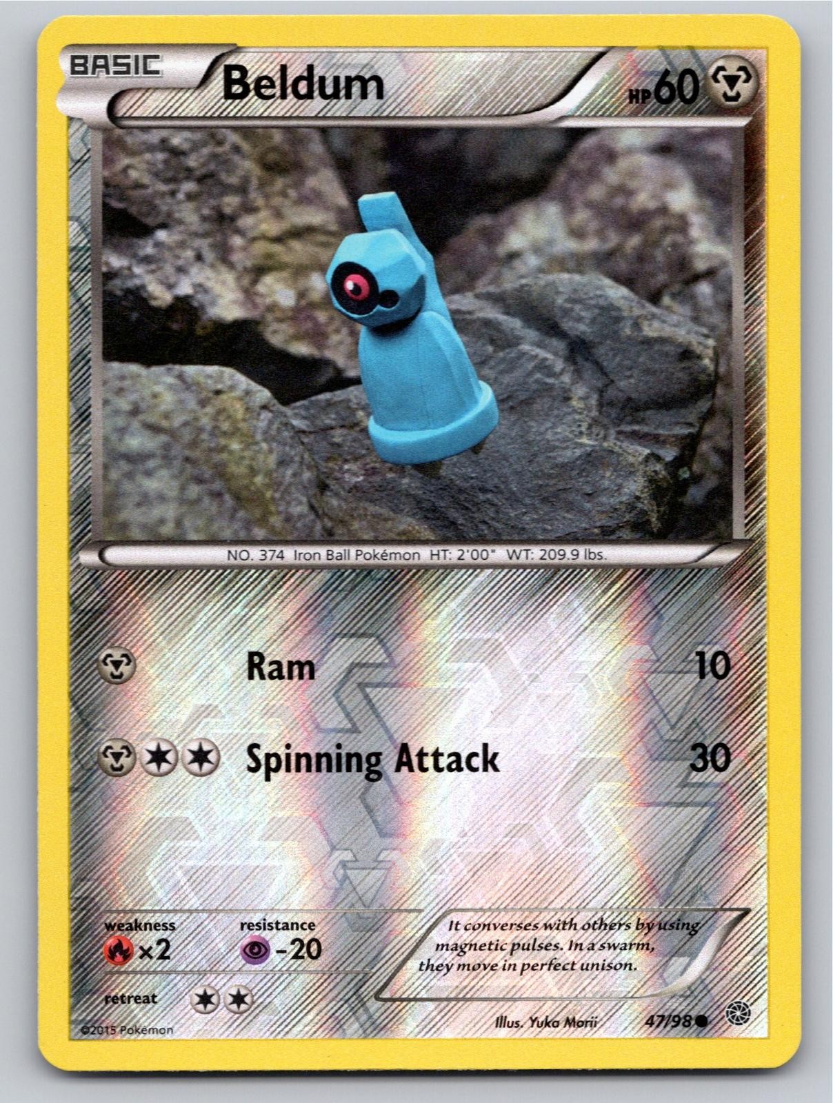 2015 POKEMON BELDUM ANCIENT ORIGINS 47/98 REVERSE HOLO COMMON NM A44549 FREE S&H