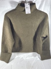 Mango MNG Womens High Neck Ribbed Crop Botone...