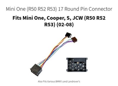 Mini One, Cooper, S, JCW (R50 R52 R53)(02-08) ISO Adapter rund 17 Pin Stecker