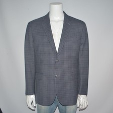Mint JOS A BANK Traditional Fit Wool Blend Gray Navy Check Sport Coat Sz 44R