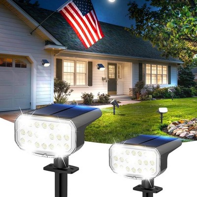 Solar Lights Outdoor Waterproof IP65, Super Bright LED with Lens, 6500K 2 Lig...
