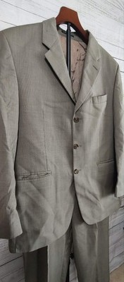 Lauren Ralph Lauren Green Label Suit 44 Tan Made Canada Spots Hemmed Pants
