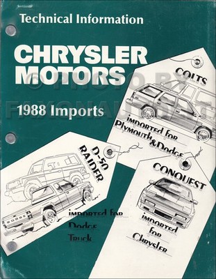 1988 Dodge Plymouth Imports Technical Press Information Ram Raider 50 Vista Colt