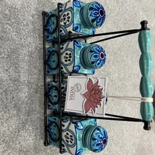 Handcrafted Indian Ceramic Spice Jar Set – 6 Pieces with Tray