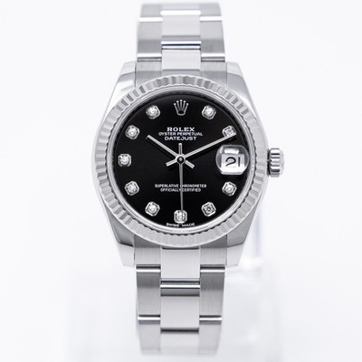 Rolex Datejust 31 178274 Steel & White Gold Wristwatch - Black Diamond, Oyste...