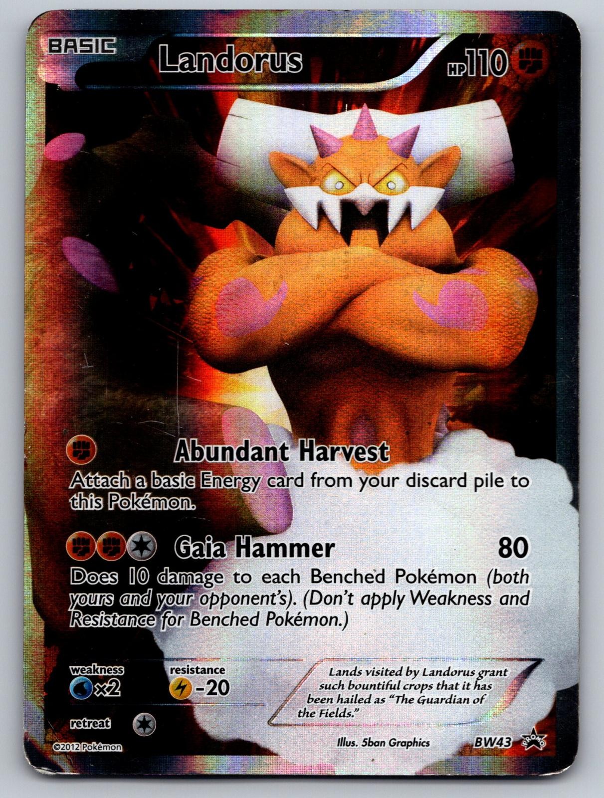 Landorus BW43 Holo Promo Black And White Promo Pokemon Damaged