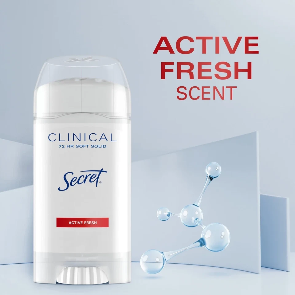 Secret Clinical Antiperspirant Deodorant for Women Soft Solid Active Fresh 2.6 - Image 3 of 4