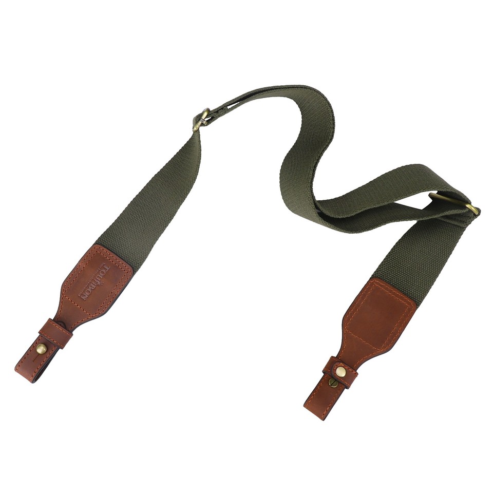 Bretelle De Fusil Tactique Tourbon 2 Gun Sling - Vert, Toile Et Cuir, Réglable