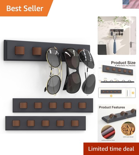Stylish 3-pack Wooden Sunglasses Holder - Modern Wall Mount Storage Solution