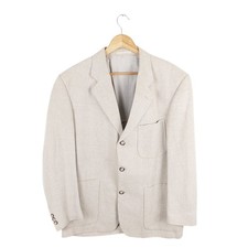 Remus Uomo Men's Light Beige Linen Blend Unstructured Blazer Size 40R