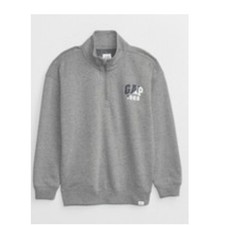 NWT Gap Kids Boys Quarter-Zip Logo Sweatshirt Light Grey Size 8 Year Or 12 Year