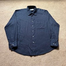 Vintage 90s YSL Yves Saint Laurent Button Up Dress Shirt Mens L Black Designer
