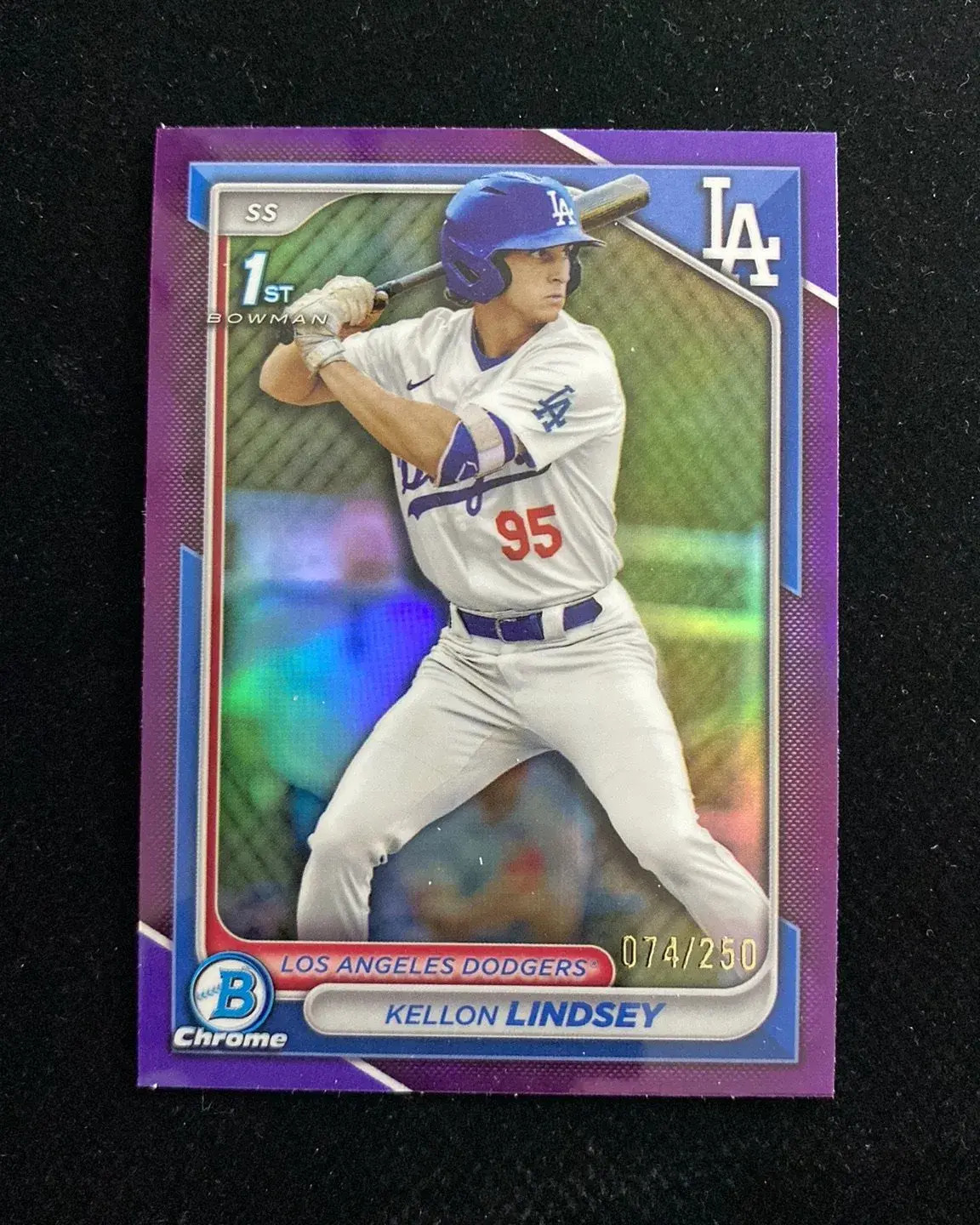 2024 Topps Chrome Bowman 1st Kellon Lindsey Purple Refractor 74/250 J94