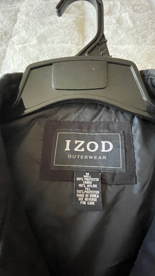 Izod Outerwear Men's Lightweight Warm Lined Soft Black Jacket M EUC - Image 2 of 4