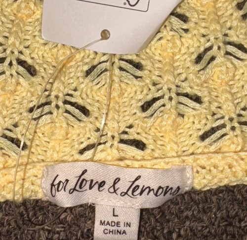 Love + Lemons Yellow Knit Crop Top L Festival Cosplay Beach Party Bandeau Tank - Picture 4 of 4