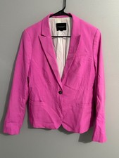 Banana Republic Blazer Womens 14 Wool Pink Classic One Button Preppy Feminine