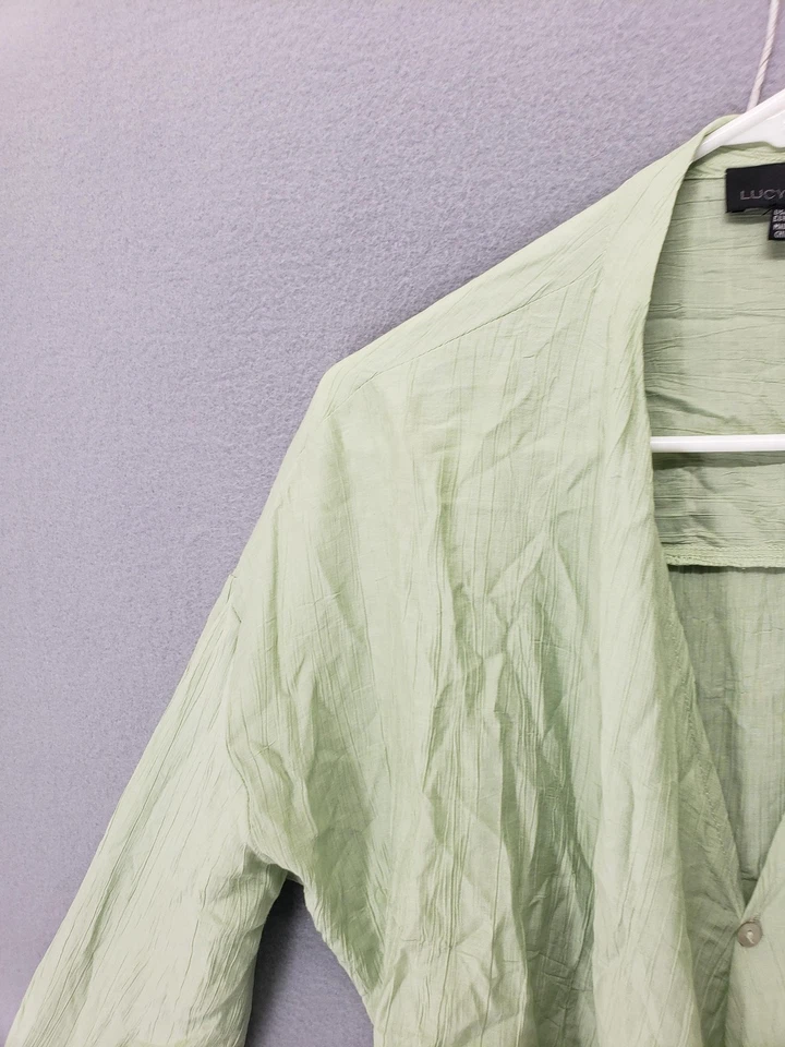 Blusa Lucy Paris Mujer Pequeña Botón Corbata Frontal Manga Larga Ligera Top Foto 2 de 4