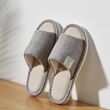 Linen Home Slippers Breathable Open-Toe Spring Autumn Men Women Same Day