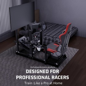 Hottoby 4080 Aluminum Racing Sim Cockpit With Red Seat & TV Stand Fits Logitech